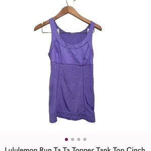 Lululemon Run Ta Ta Topper Tank Top Cinch Waist Yoga Athleisure Purple